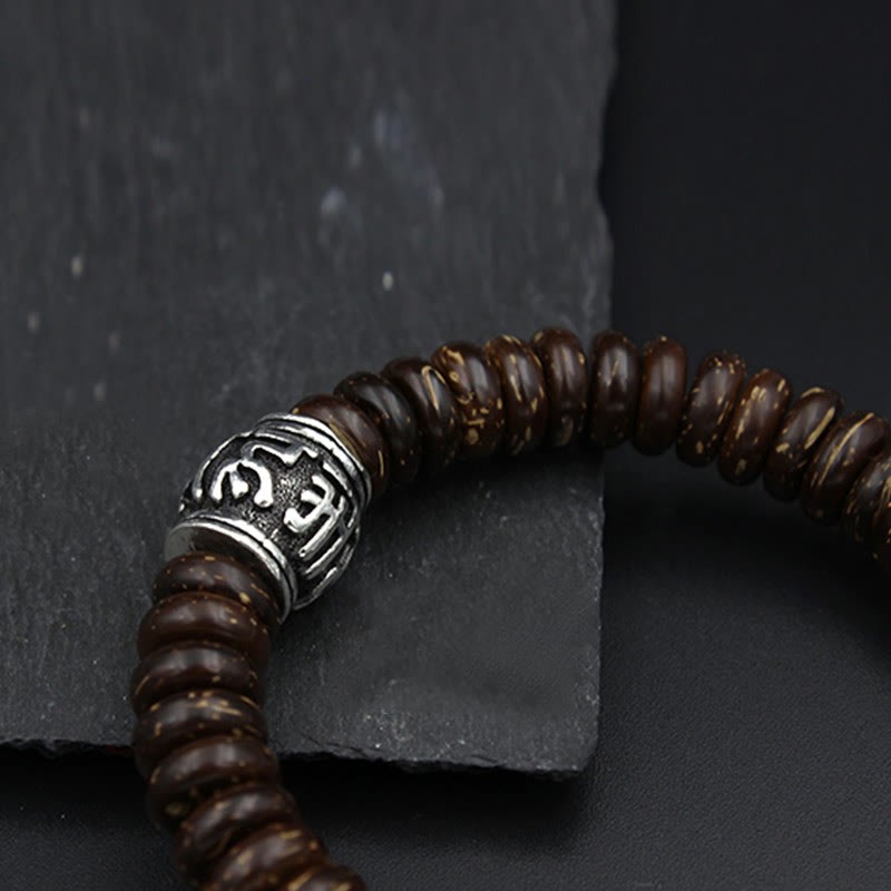 Natural Tibetan Coconut Shell Om Mani Padme Hum Positive Bracelet