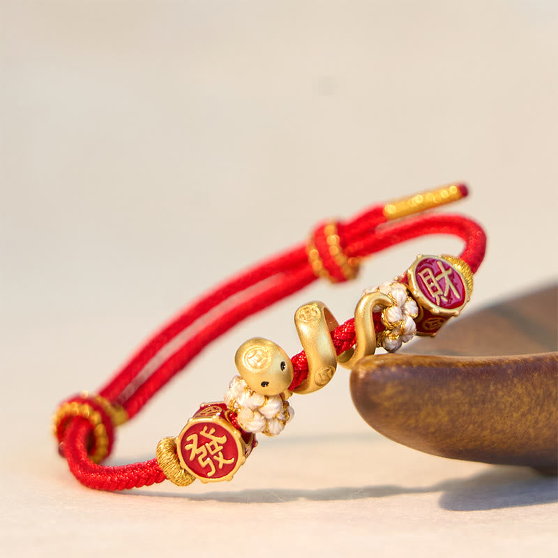 925 Sterling Silver Year Of The Snake Golden Snake Luck Prosperous Bracelet Necklace Pendant