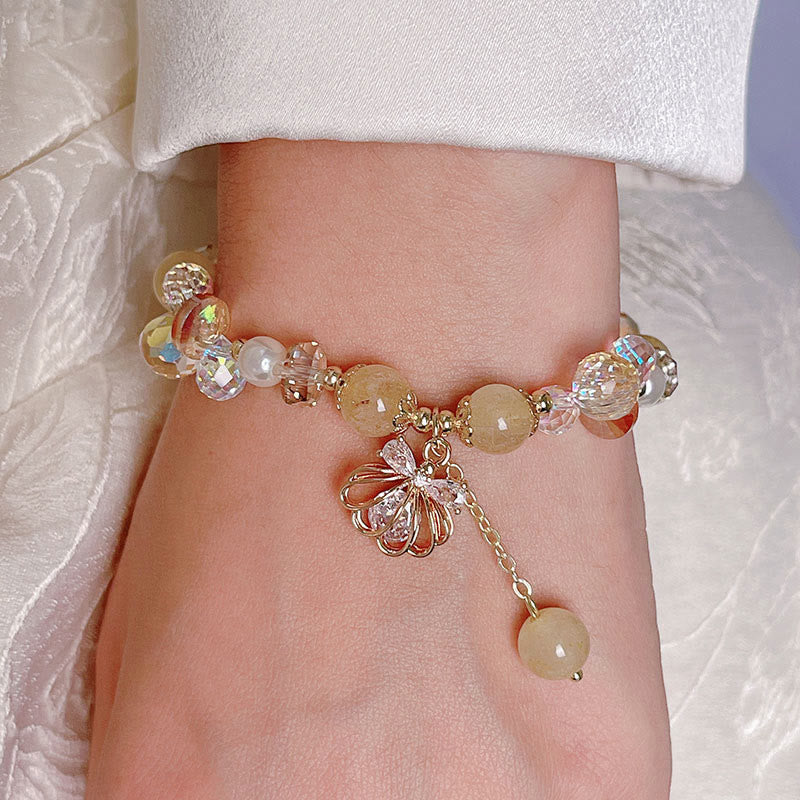 Natural Amethyst Citrine Pearl Shell Peace Bracelet