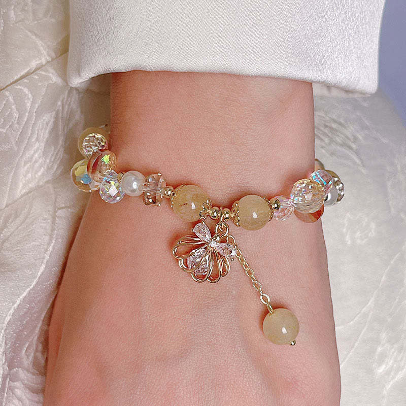 Natural Amethyst Citrine Pearl Shell Peace Bracelet