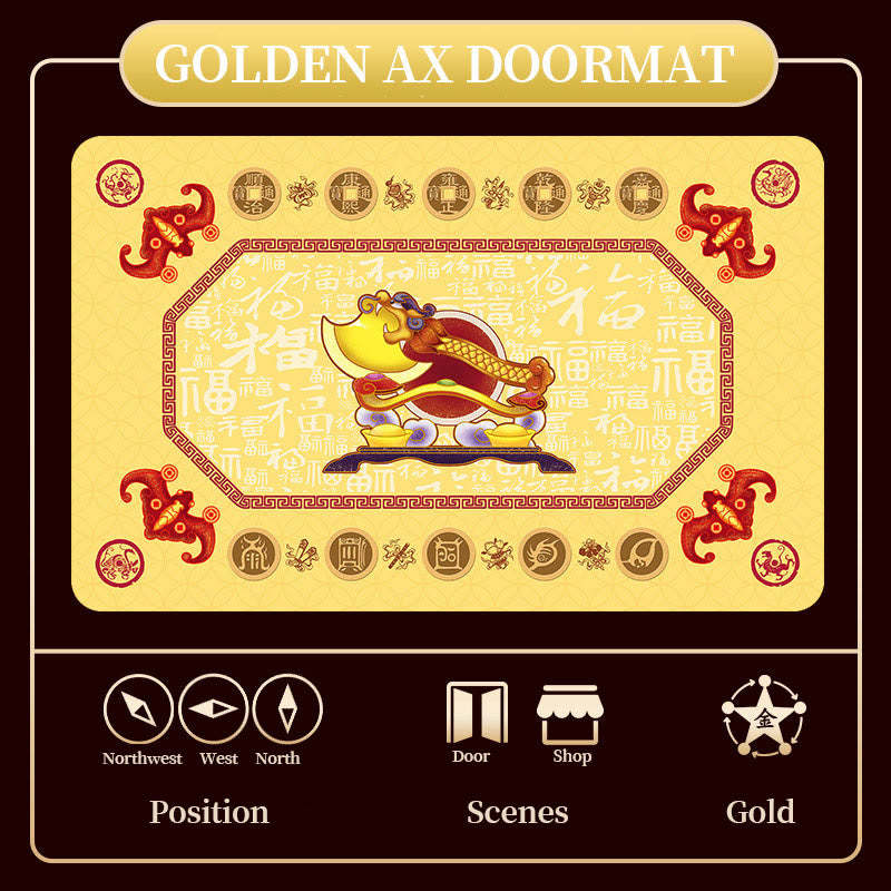 Five Elements Lucky Crane Gourd Kirin Dragon Axe Nine Koi Fish Non-slip Foot Pad Doormat