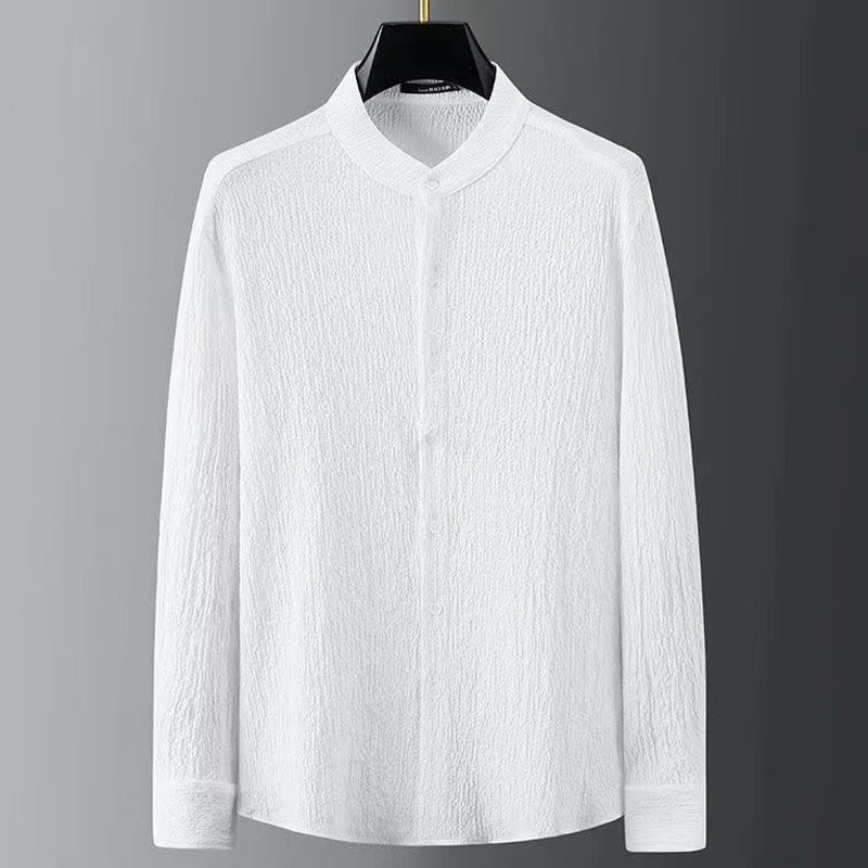 Pure Color Long Sleeve Top Pants Clothing Men's Set