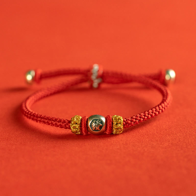 Red String Chinese Characters Protection Bracelet