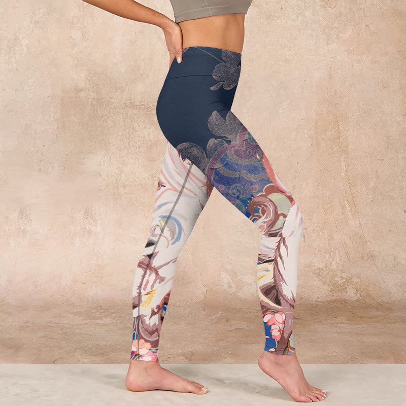 Fox Cherry Blossoms Gym Leggings Women's Yoga Pants