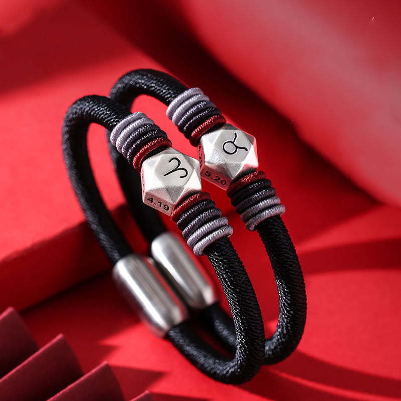 999 Sterling Silver 12 Constellations of the Zodiac Blessing Handmade String Bracelet