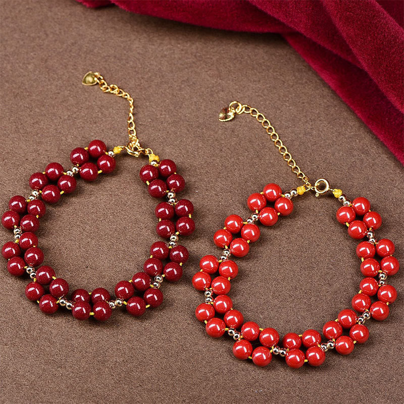 Natural Cinnabar Beaded Blessing Bracelet