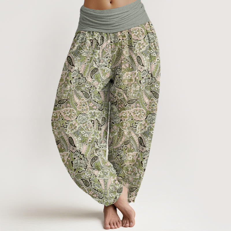 Casual Cashew Flower Design Women's Elastic Waist Harem Pants