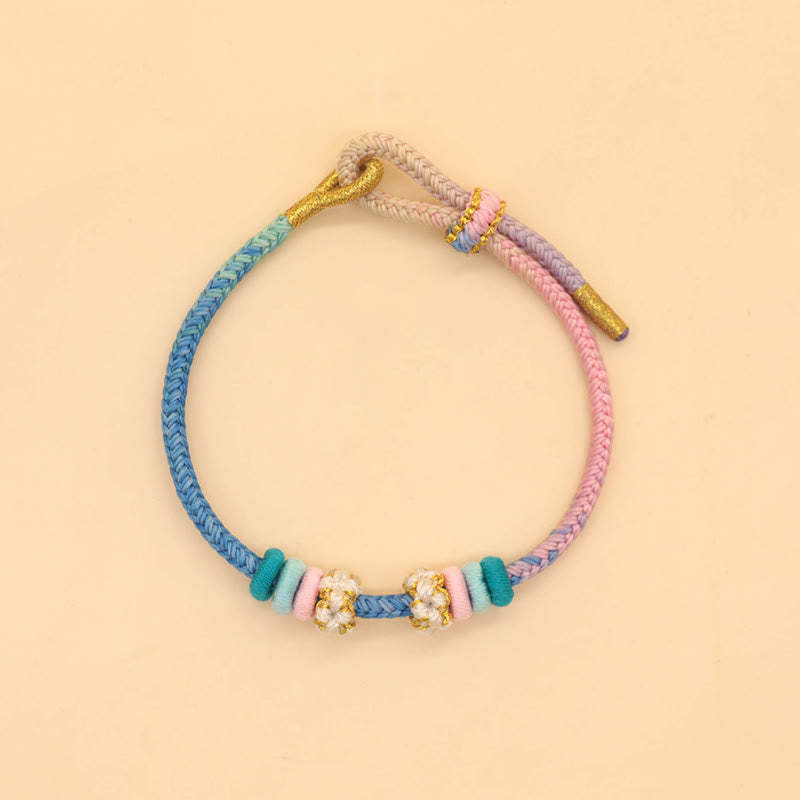 Handmade Eight Thread Peace Knot Peach Blossom Knot Luck Rope Braided Bracelet