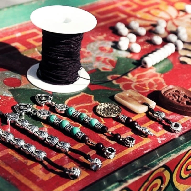 Tibetan 108 Mala Beads Yak Bone Dzi Bead Nine Palaces Eight Diagrams Charm Strength Bracelet