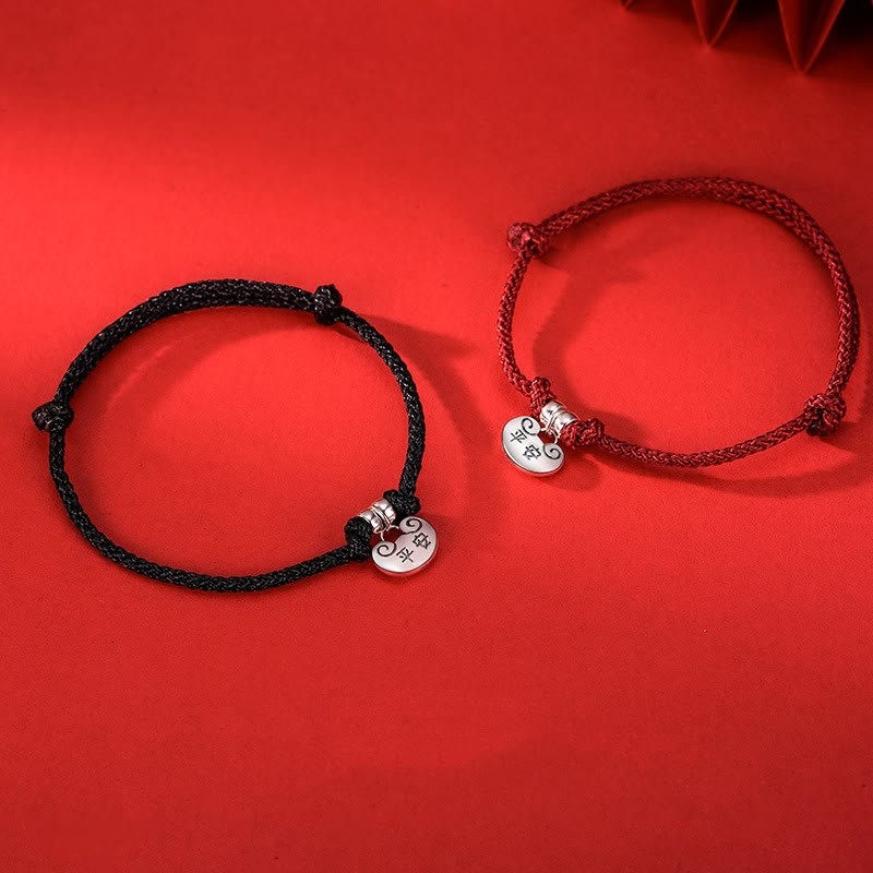 Handmade 925 Sterling Silver Peace And Joy Safe Well Wish Lock Strength Braided Rope Bracelet