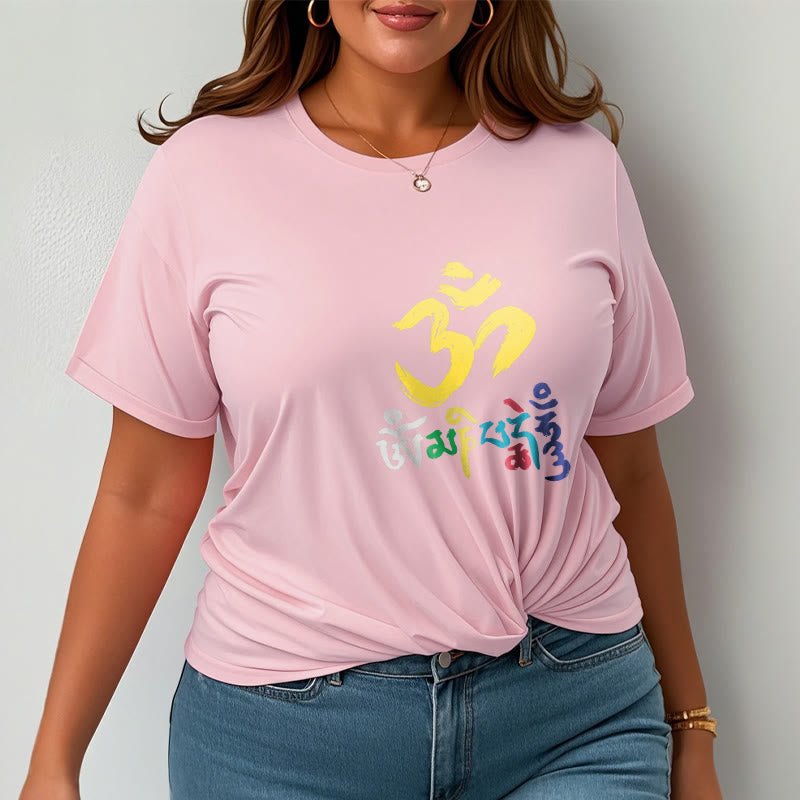 Colorful Om Mani Padme Hum Cotton Tee T-shirt