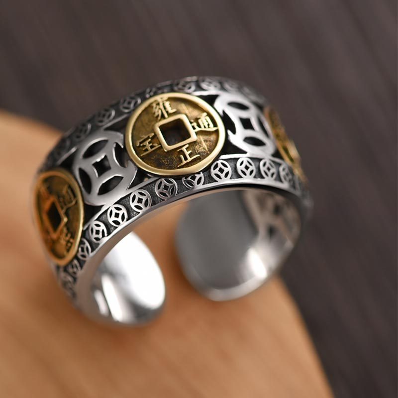 Five-Emperor Coins Balance Adjustable Ring