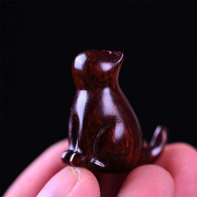 Small Leaf Red Sandalwood Ebony Wood Sandalwood Green Sandalwood Lucky Mini Cat Deer Sooth Phone Hanging Decoration