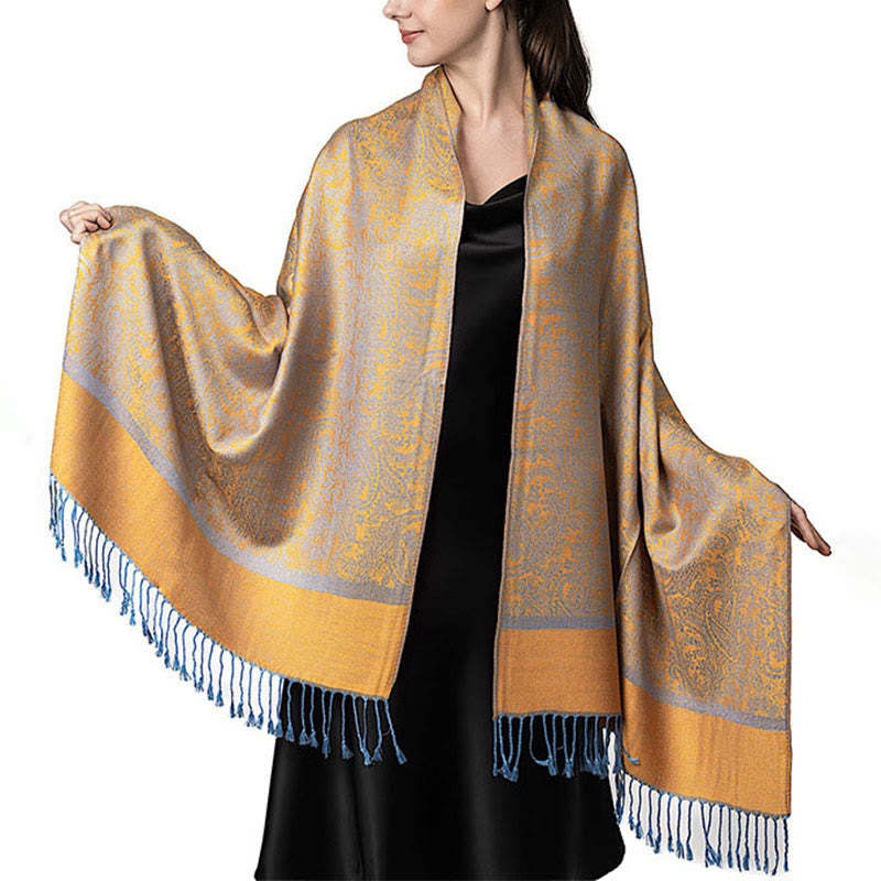 Tibetan Cashew Jacquard Tassels Shawl Spring Fall Winter Warm Cozy Scarf Wrap