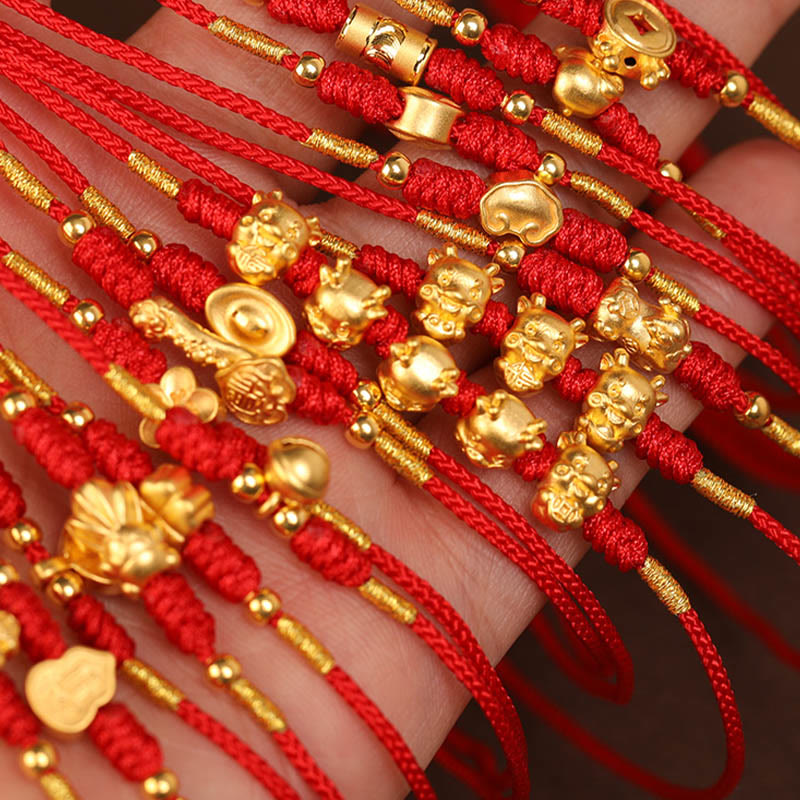 mystic zen Stone 999 Solid Gold Red String Belly Chain