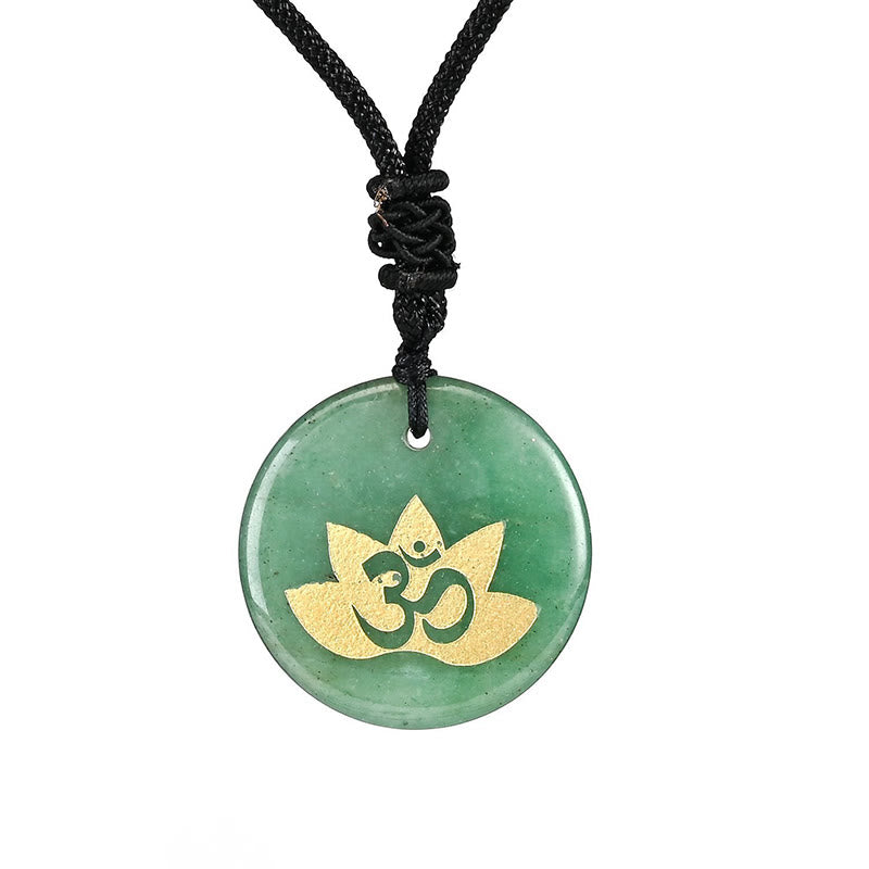 OM Lotus Symbol Various Crystal Amethyst Tiger Eye Healing Necklace Pendant