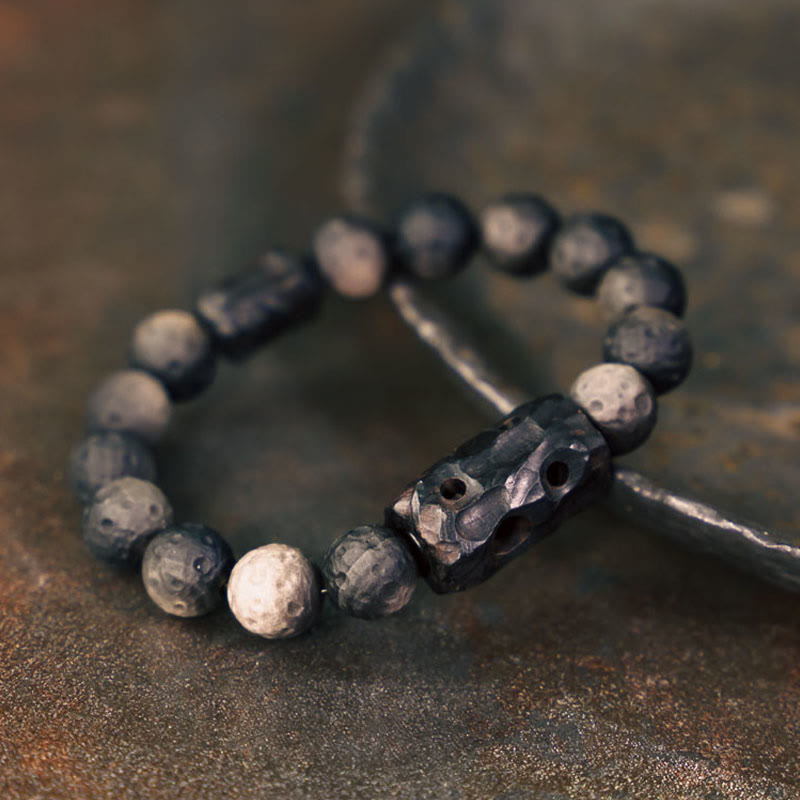 Silver Sheen Obsidian Ebony Wood Soothing Bracelet