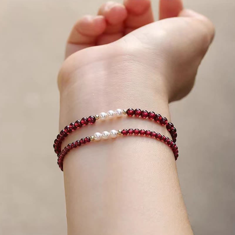 Natural Small Garnet Pearl Beads Protection Bracelet