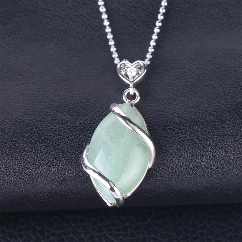 Marquise Pattern Natural Crystal Stone Charm Necklace Pendant