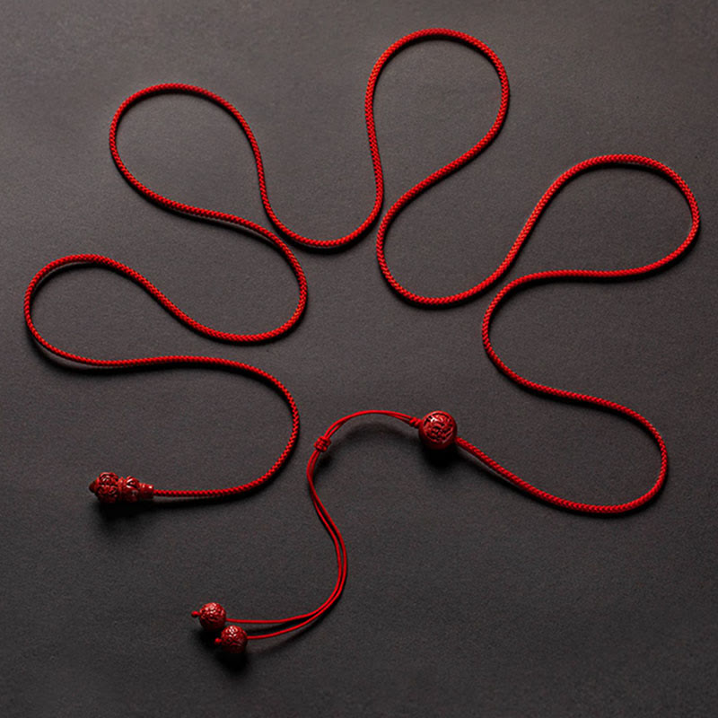 Natural Cinnabar Chinese Zodiac?Gourd Calm Blessing Red String Belly Chain