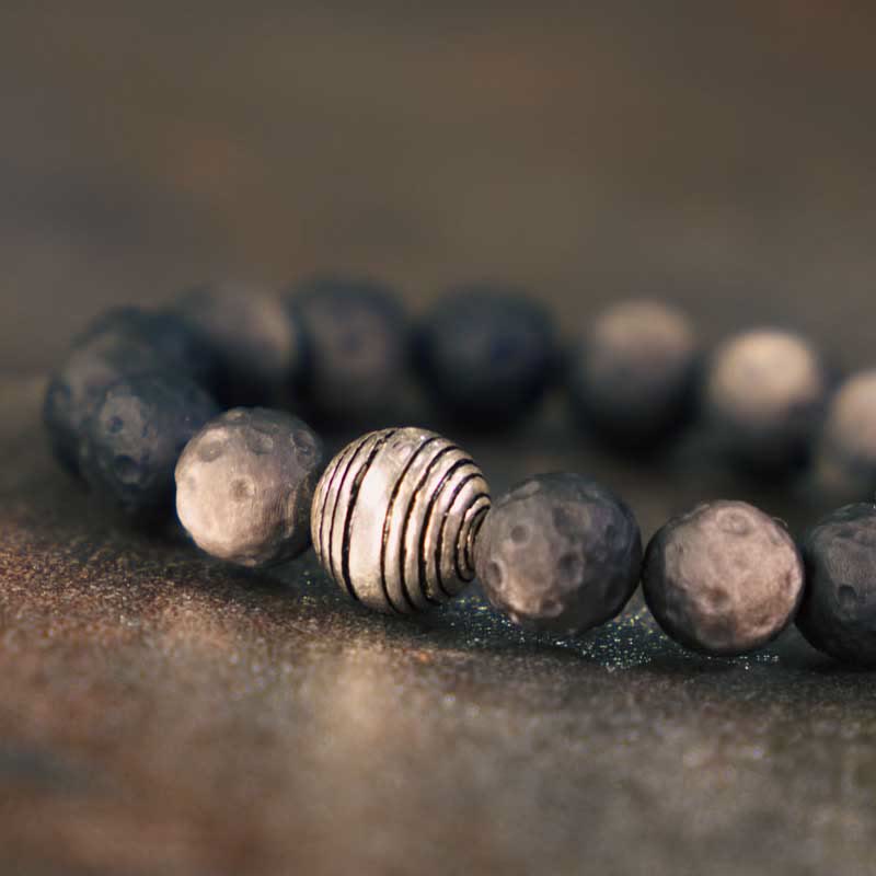 Natural Silver Sheen Obsidian Lunar Meteorite Protection Bracelet