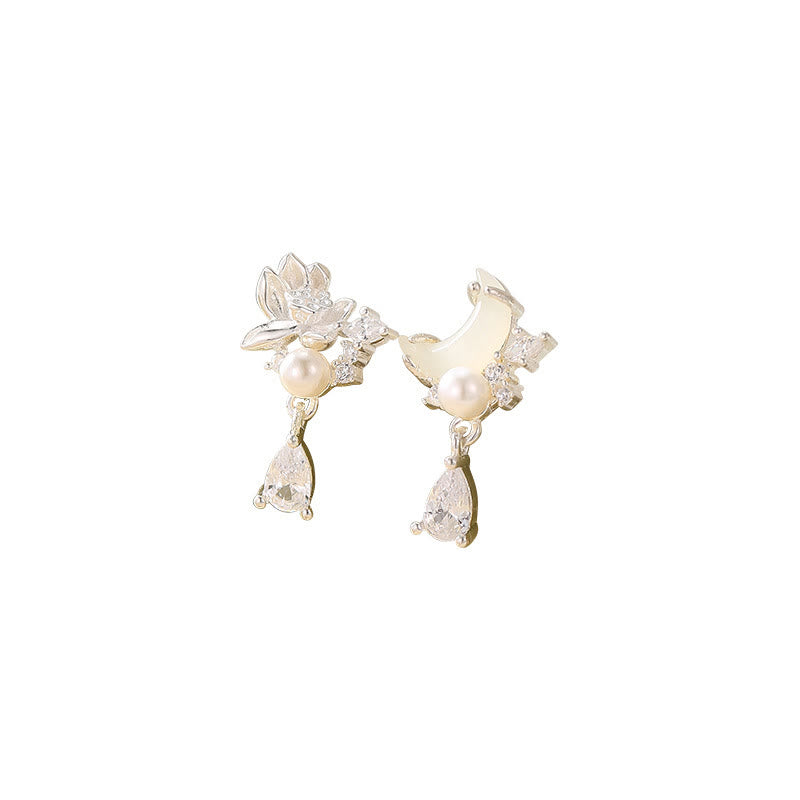 Hetian Jade 925 Sterling Silver Cubic Zirconia Pearl Abundance Earrings