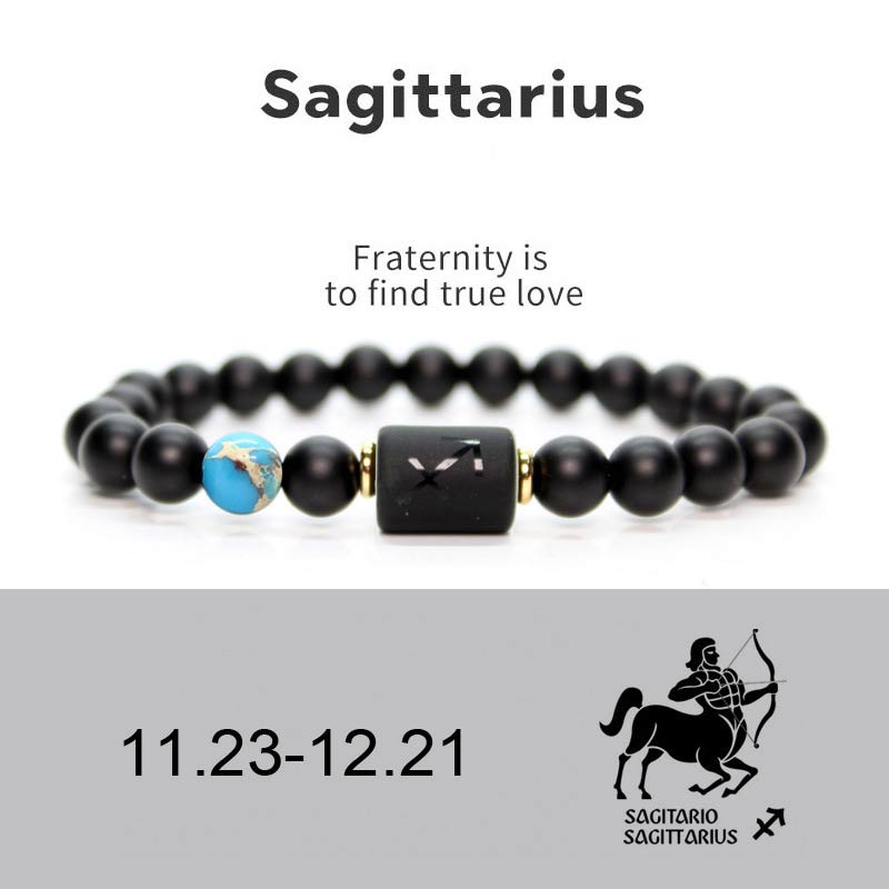 12  Constellations of the Zodiac Black Onyx Adjustable Bracelet