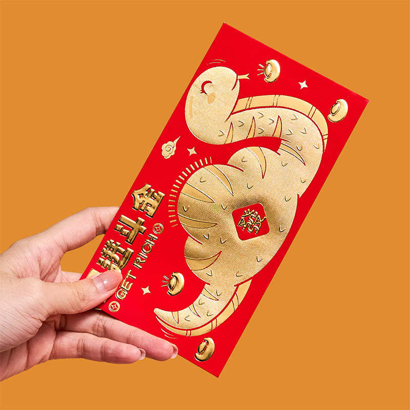 6Pcs Red Envelope Year Of The Snake Design Lucky Money Envelopes Good Luck 2025 Chinese New Year