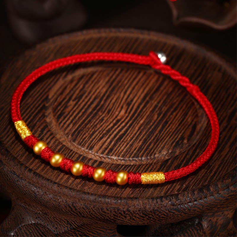 999 Gold Beads Luck King Kong Knot Handmade Braided Protection Bracelet