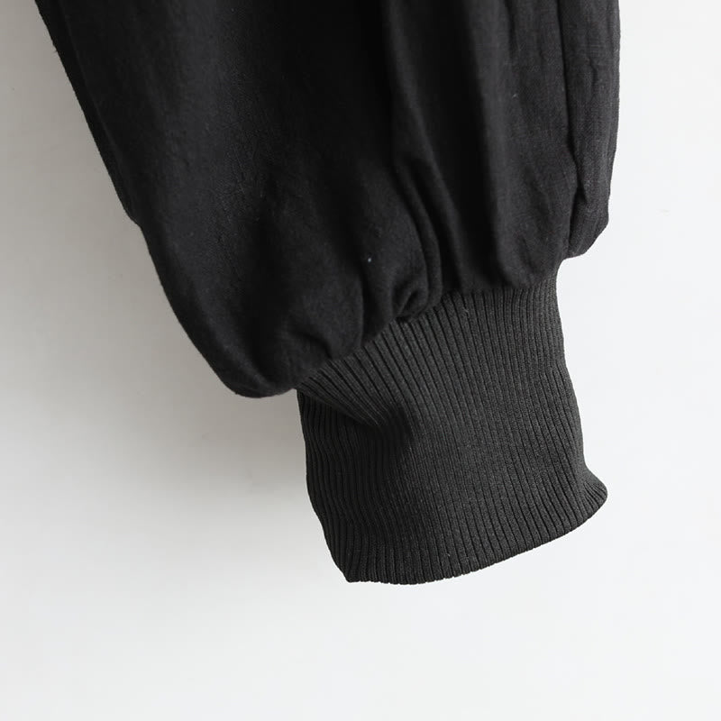 Solid Color Front Zipper Ramie Linen Men's Pants With Pockets