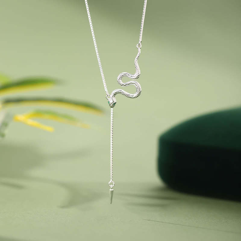 925 Sterling Silver Year of the Snake Balance Necklace Pendant Earrings Set