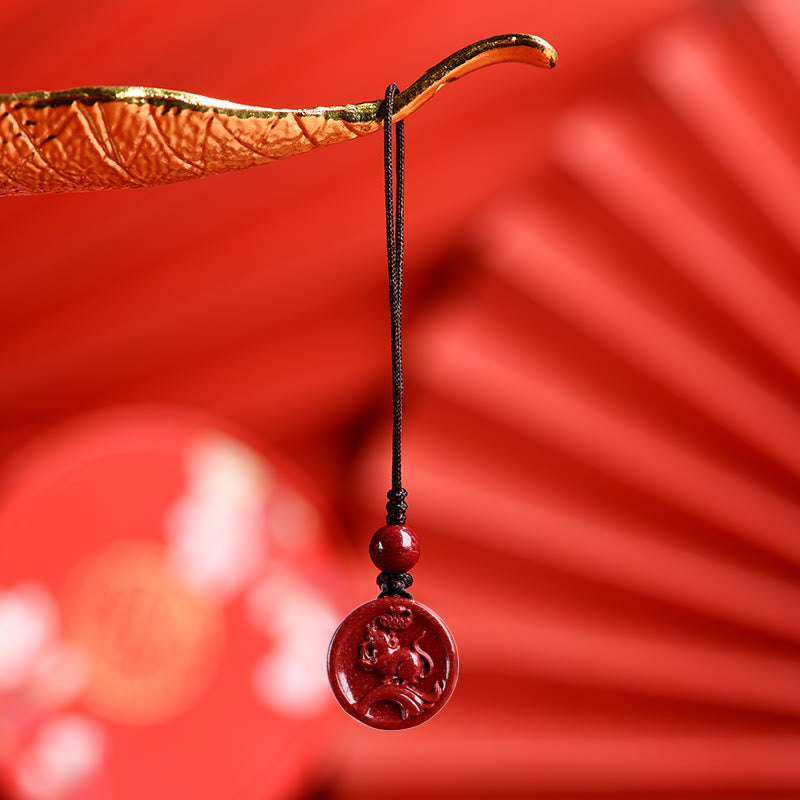 Chinese Zodiac Cinnabar Calm Phone Hanging Decoration Key Chain Necklace Pendant