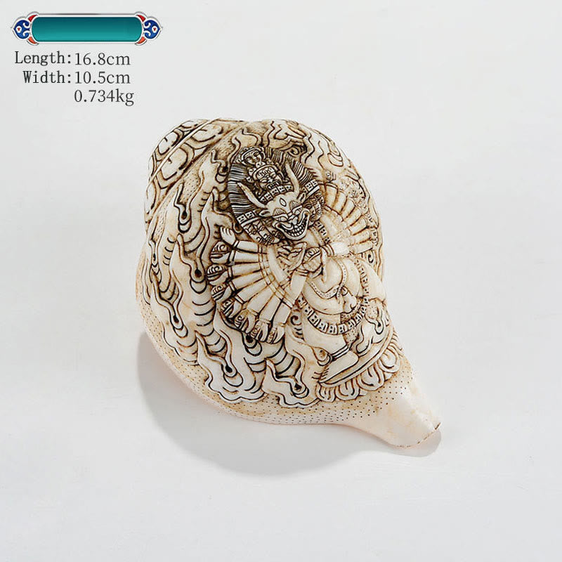 Tibetan Handmade Engraved Shankha mystic zen Avalokitesvara Conch Shell Wealth Decoration