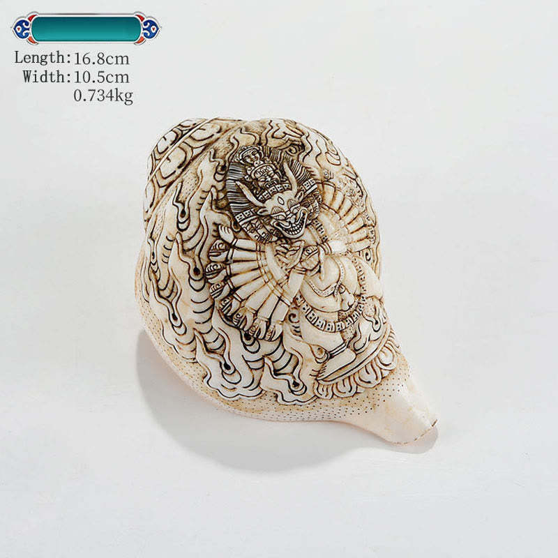 Tibetan Handmade Engraved Shankha mystic zen Avalokitesvara Conch Shell Wealth Decoration