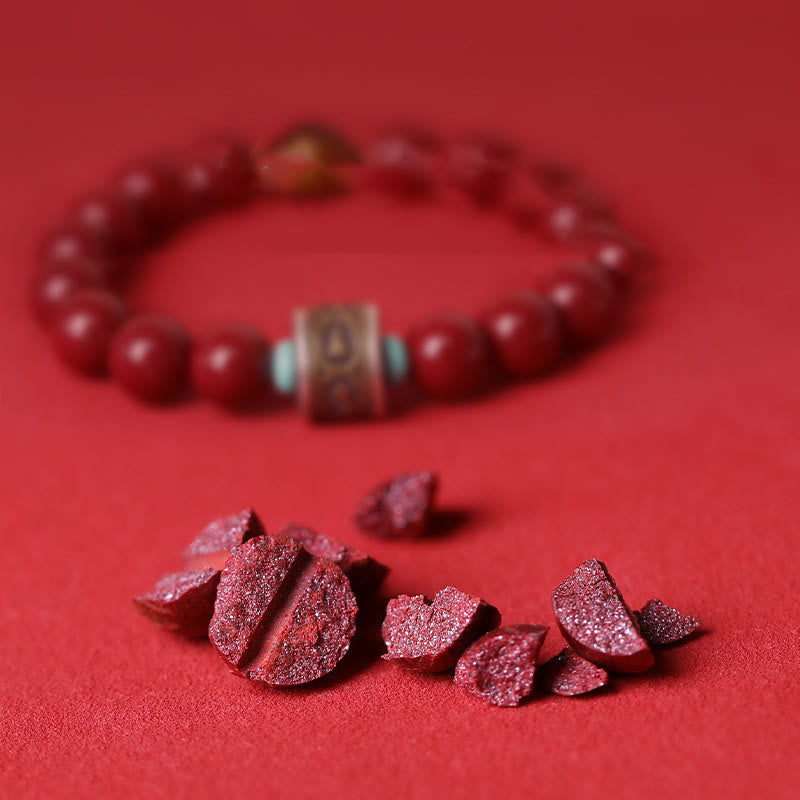 925 Sterling Silver Chinese Zodiac Natal mystic zen Cinnabar Om Mani Padme Hum Calm Bracelet