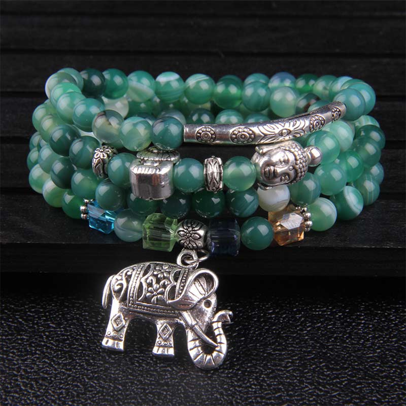 Natural Agate Elephant mystic zen Hope Bracelet