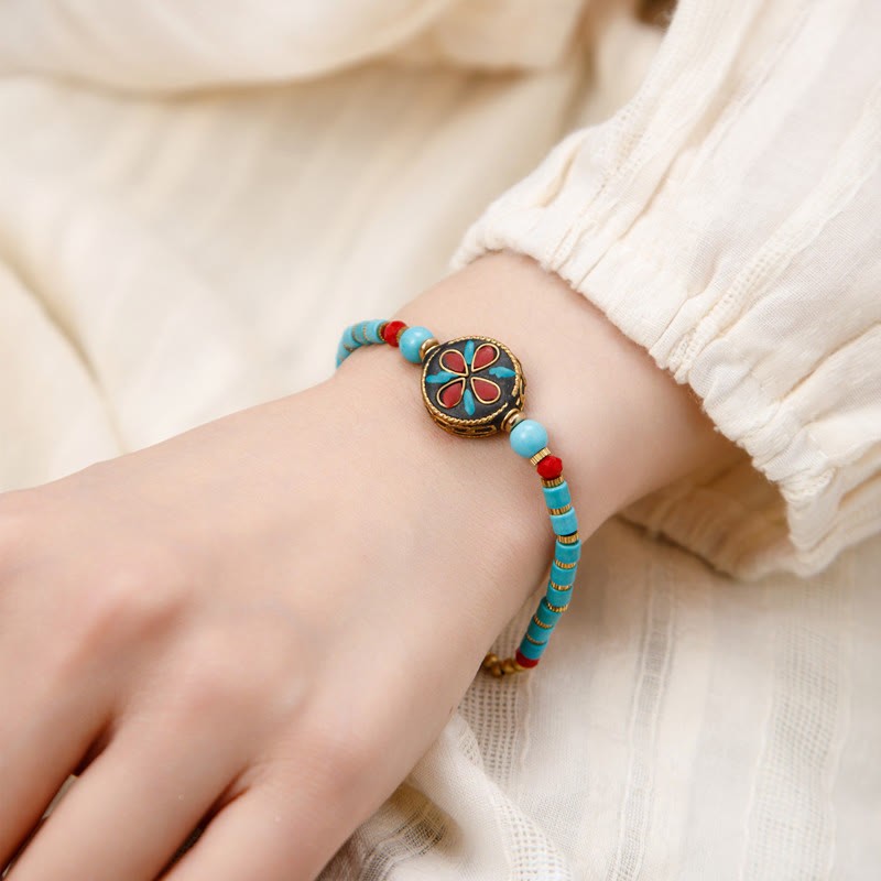 Tibetan Turquoise Om Mani Padme Hum Protection Strength Bracelet