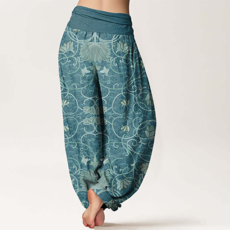 Lotus Pattern Women's Elastic Waist Harem Pants