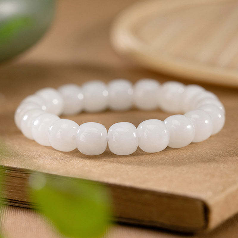 Hetian White Jade Happiness Blessing Bracelet