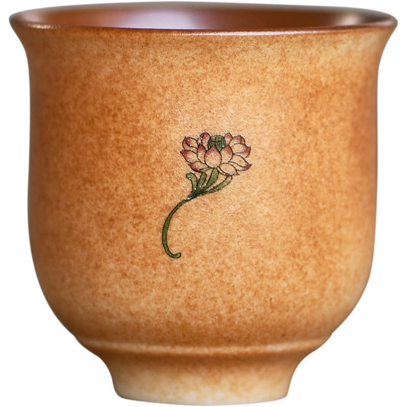 Small Dunhuang Frescoes Lotus Ceramic Teacup Kung Fu Tea Cup 90ml