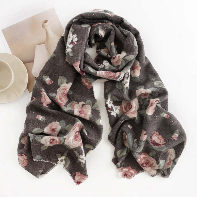 Tibetan Shawl Garden Rose Fall Winter Cozy Travel Scarf Wrap