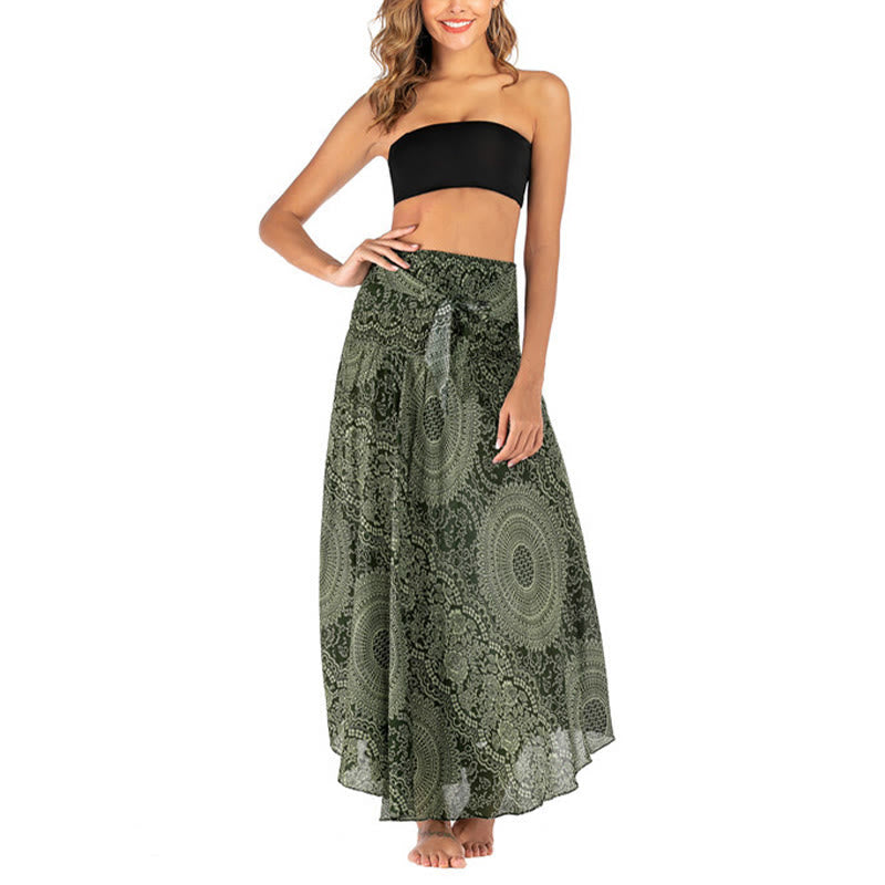 Two Style Wear Boho Compass Rose Flower Skirt Dress