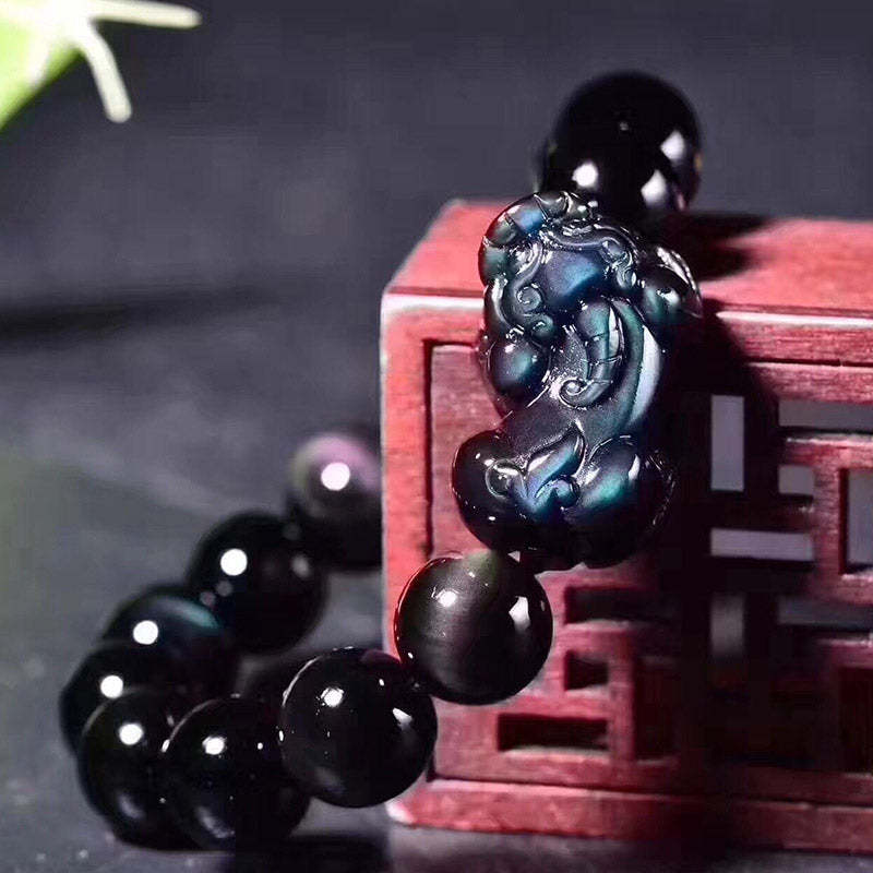 FengShui PiXiu Rainbow Obsidian Luck Bracelet