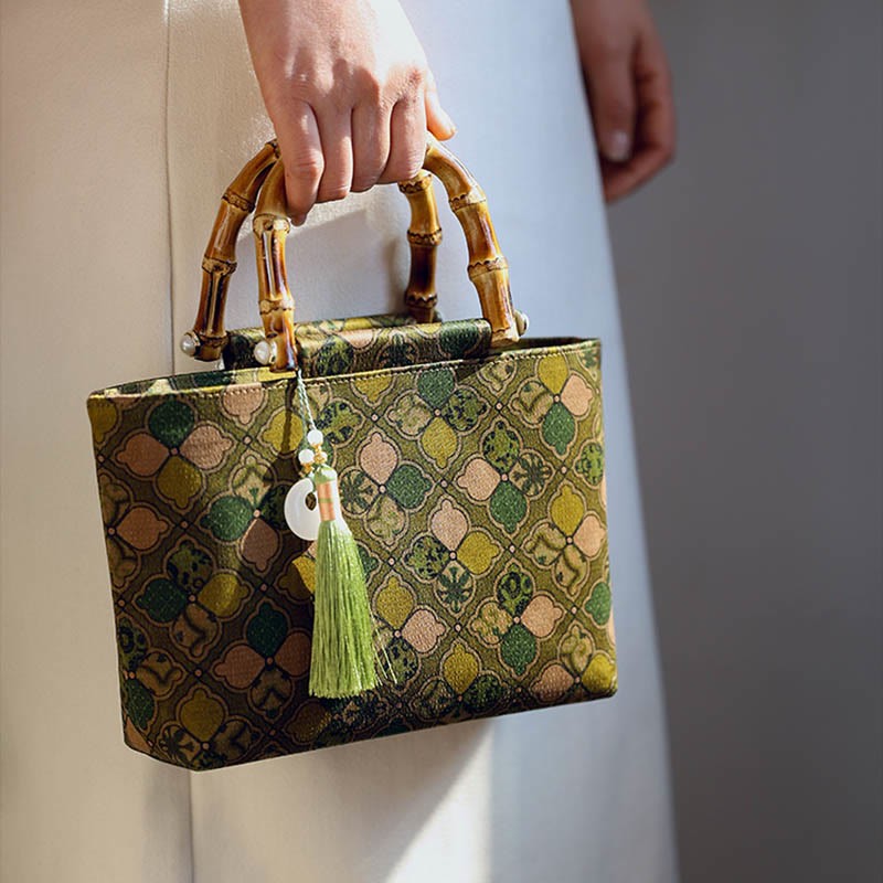 Green Leaves Handbag Metal Chain Crossbody Bag Shoulder Bag Cellphone Bag