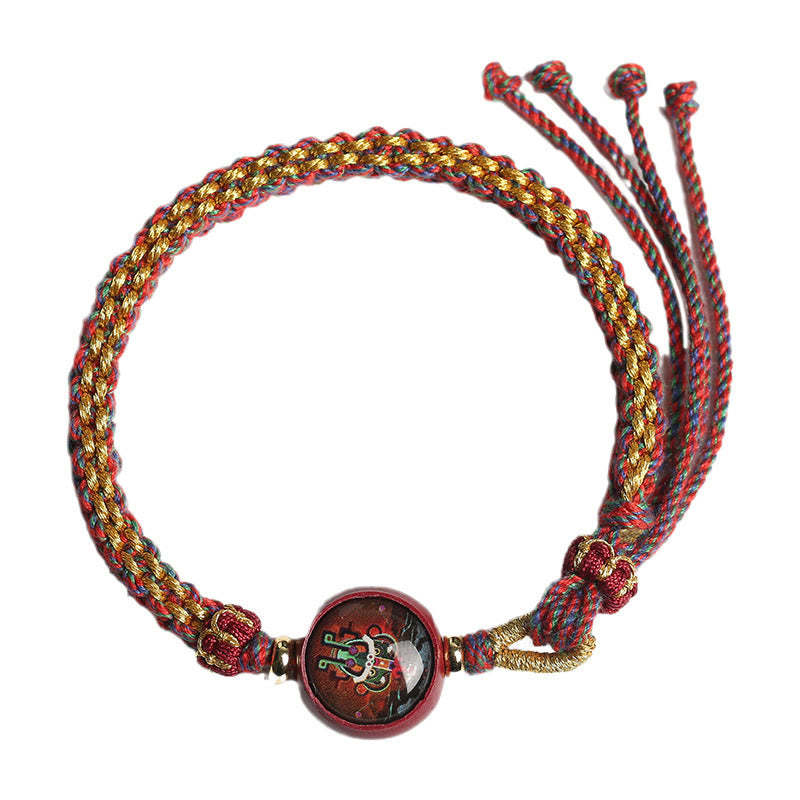 Colorful Rope Cinnabar Thangka Blessing Braided Bracelet