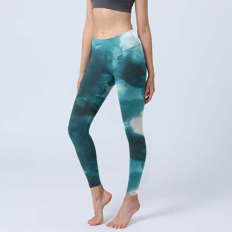 Dark Green Cloud Gym Leggings Women's Yoga Pants