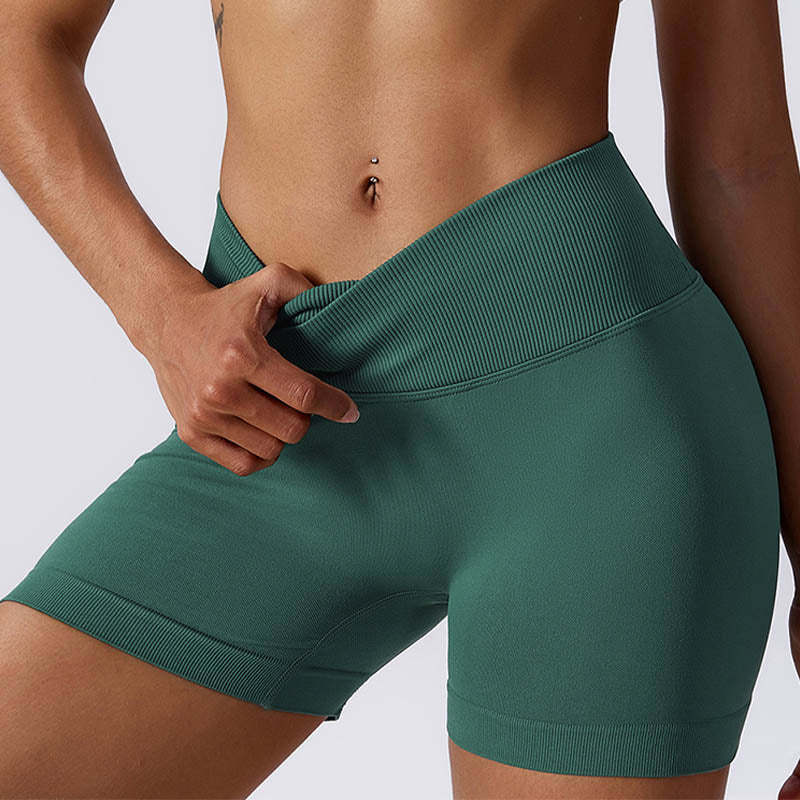 Women Seamless High Elasticity Sports Fitness High Waist Yoga Workout Shorts