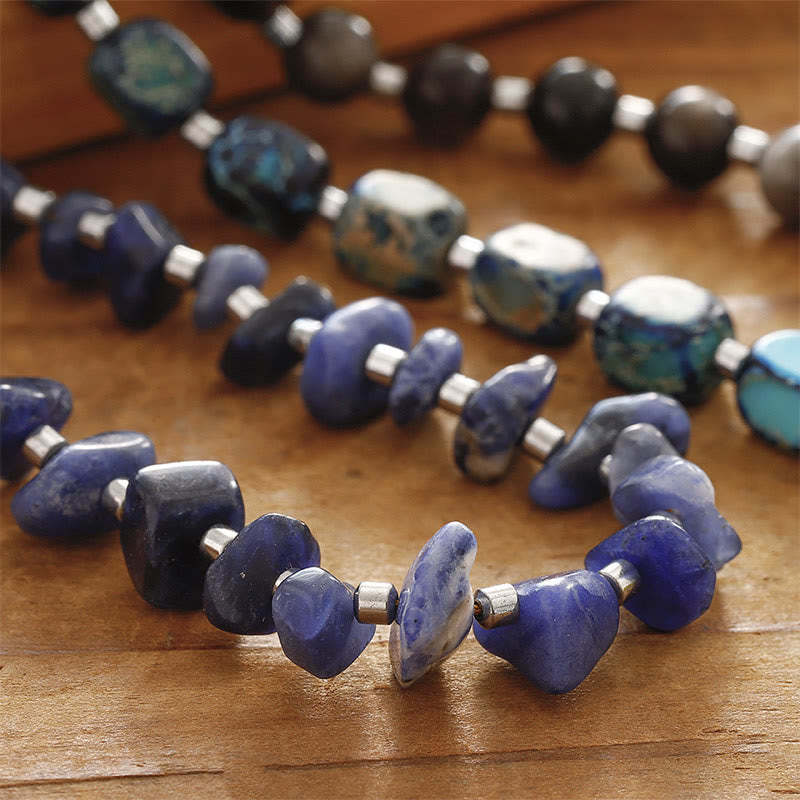 Emperor Stone Sodalite Gold Sheen Obsidian Balance Triple Wrap Bracelet