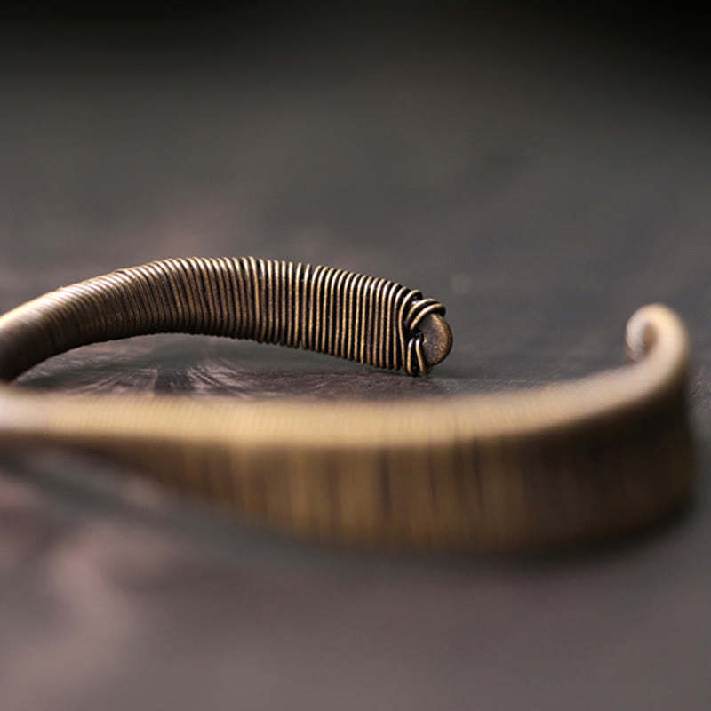 Simple Design Wrapped Copper Luck Wealth Adjustable Cuff Bracelet