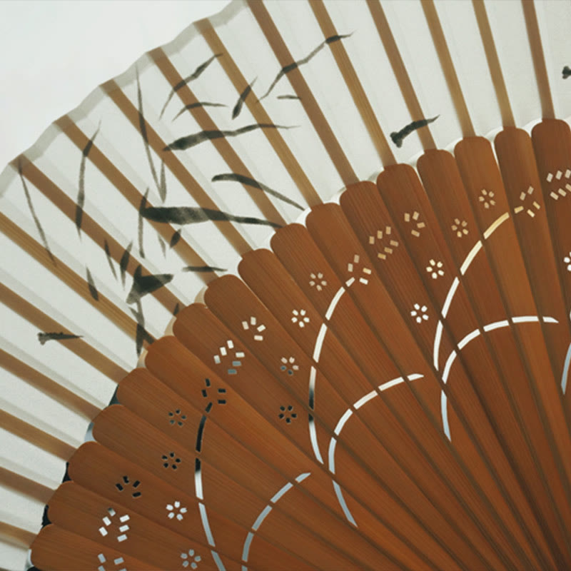 Dragonfly Hollow Polyester Handheld Bamboo Folding Fan